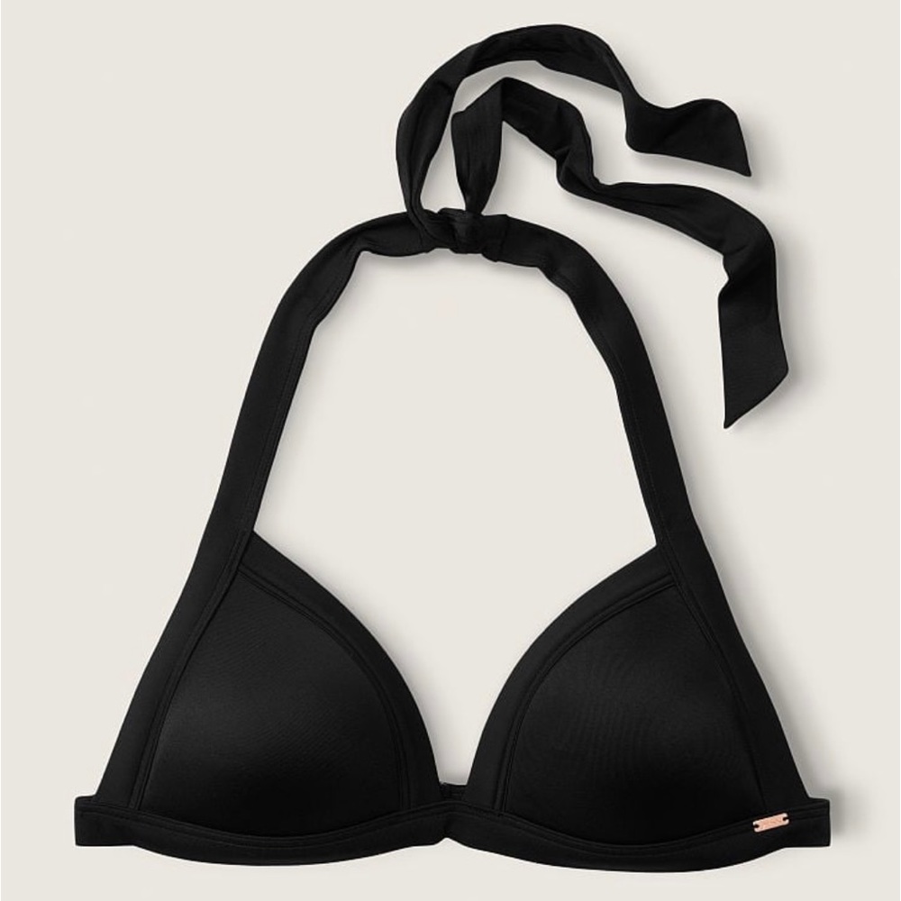 •NIP•VS PINK Push-Up Triangle Bikini Top- Pure Black